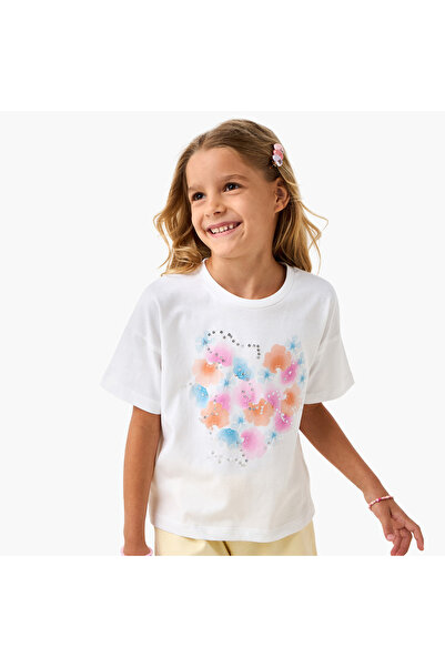 Juniors Sequinned T-shirt with Short Sleeves