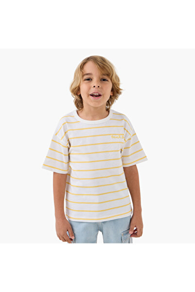 Juniors Striped Crew Neck T-shirt with Short Sleeves