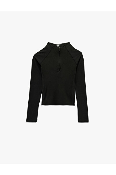 Koton Mock Neck Half Zipper Slim Fit Interlock Sports Sweatshirt