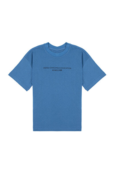 U.S. Polo Assn. Tricou albastru cu gât rotund pentru băieți 50325150-VR036