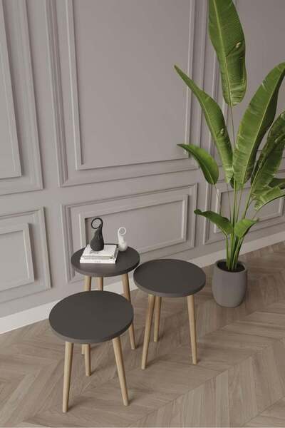 Genel Markalar Zigon Sehpa, 3lü Zigon Sehpa, Ahşap Ayaklı Zigon Sehpa, Kahve ...