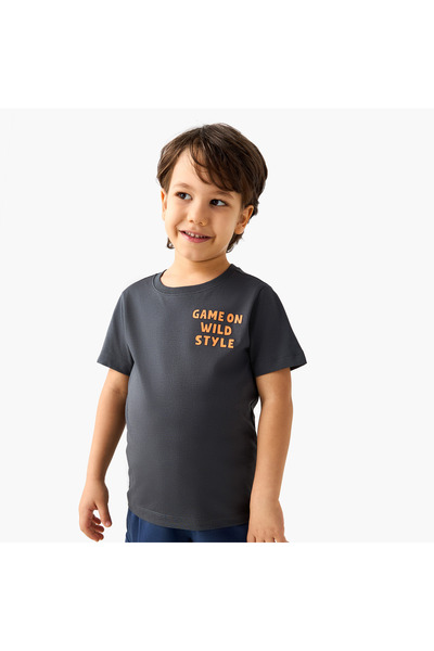 Juniors تي شيرت بطبعة طباعية وأكمام قصيرة