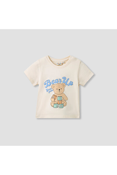Juniors Boys Crew Neck T-shirt with Bear Print - Cotton - Short Sleeves