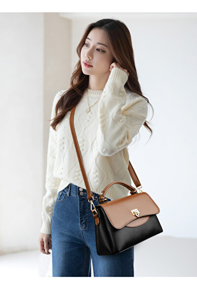 bagsister Luxury Genuine Leather Crossbody Top Handle Handbag for Women, Elegant Designer Style