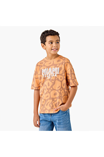 Juniors تي شيرت بطبعة All-Over Miami وياقة مستديرة
