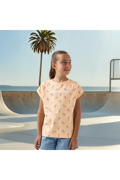 Juniors تي شيرت بطبعة فلامنغو كاملة مع أكمام طويلة