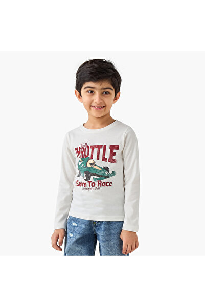 Juniors Printed T-shirt with Long Sleeves