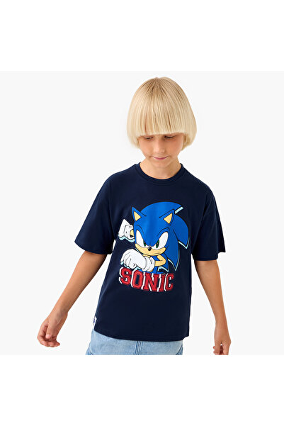 CPLG تي شيرت بطبعة سونيك القنفذ مع رقبة دائرية وأكمام قصيرة