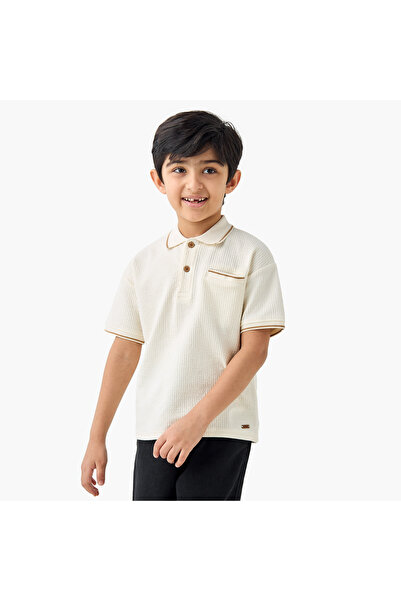 ELIGO تي شيرت بولو مزخرف بأكمام قصيرة وجيب