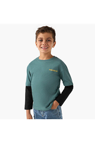 Juniors Embroidered T-shirt with Long Sleeves