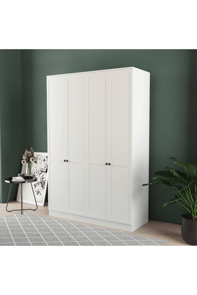 Teen & Bright IRMAK 4 KAPAKLI EKO BAZALI GARDIROP - MDF KAPAK