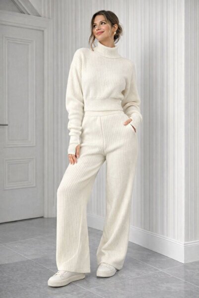 H&E LUXURY DESIGN Set crop pentru femei cu talie înaltă degete