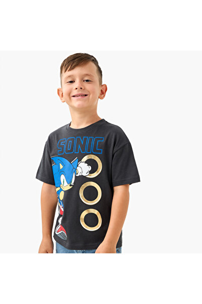 CPLG تي شيرت سونيك القنفذ بطباعة رسومية وأكمام قصيرة