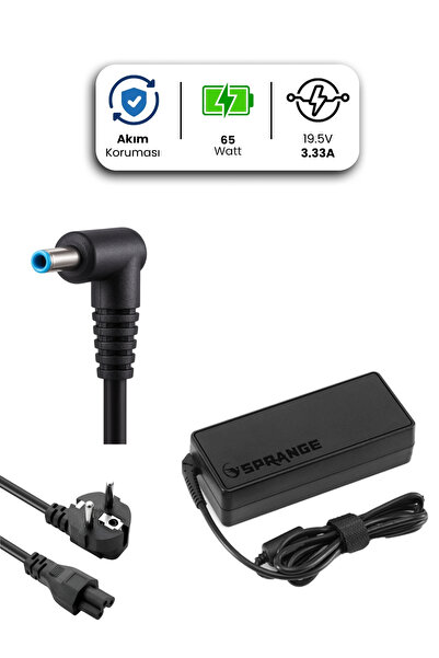 SPRANGE HP Laptop Notebook Adaptörü Şarj Aleti 19.5V 3.33A 65W Mavi Uç 4.5x3....