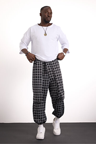 Superbluemexico Unisex New Generation Street Style Unusual Pocket Detailed Baggy Trousers