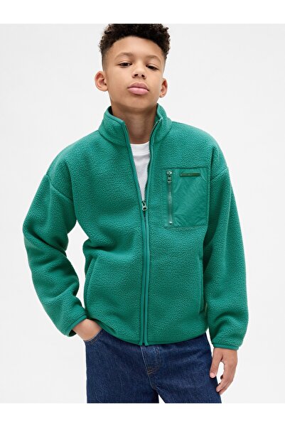 GAP Erkek Çocuk Yeşil Relaxed Sherpa Ceket