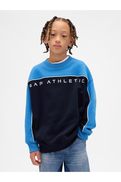GAP Erkek Çocuk Lacivert VintageSoft Colorblock Logo Sweatshirt