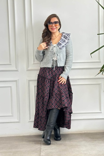 Yağmur Butik Collar Detailed Knitwear Cardigan