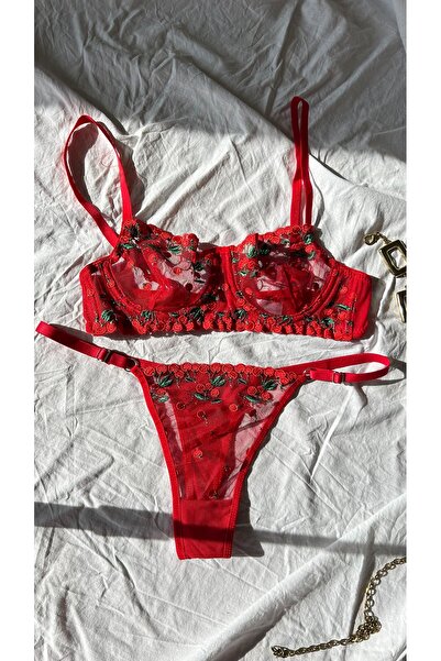 Noiramber Luxury Kırmızı kiraz bralet takım