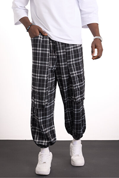 Superbluemexico Unisex New Generation Street Style Unusual Pocket Detailed Baggy Trousers