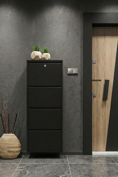 Metalium Concept Kilitli 4'lü (Dörtlü) Metal Ayakkabılık Siyah