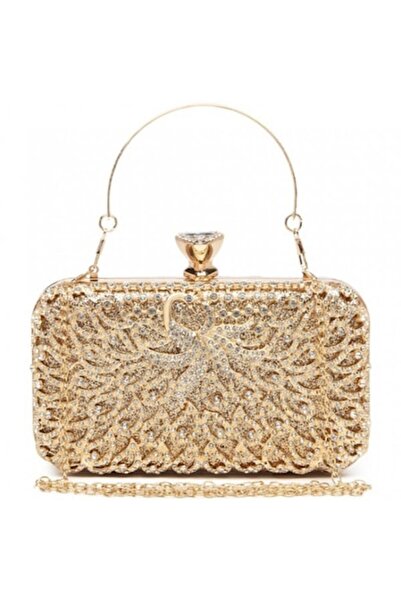 Miss Lulu Γυναικεία βραδινή τσάντα clutch, σκληρής υφής, κομψή, με χρυσές λεπ...