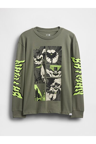 GAP Erkek Çocuk Haki DC™ Relaxed Grafik Baskılı T-Shirt