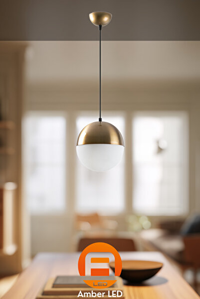AmberLED Modern Camlı Tekli Sarkıt Aydınlatma Mutfak ve Salon İçin E27 Uyumlu