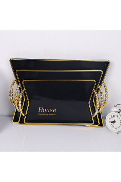 genric 3-piece acrylic serving tray set with gold handles 00355