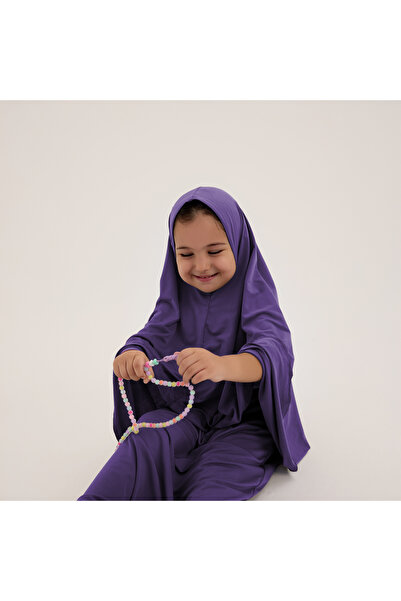ALLNOORKİDS Islamic Children's Two-Piece Prayer Set Purple