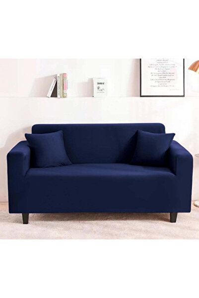 trendyhome Elastic Cover with Arms, 3-Seater Sofa, UNI, Navy Blue, L10