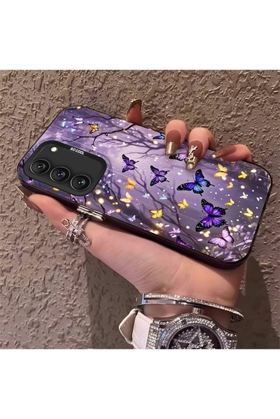 Hontinga Samsung Galaxy S22 Compatible Phone Case Beautiful Butterfly Anti-Sh...