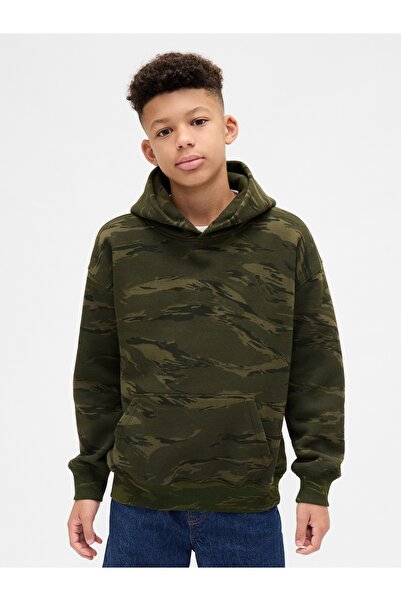 GAP Erkek Çocuk Kamuflaj Relaxed Kamuflaj Sweatshirt
