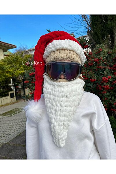 Linka Knit Noel Baba Snowboard Kask Koruyucu Maske, Soğuktan Koruyan Eğlenceli Tasarım Maske, Kask Üstü Maskesi