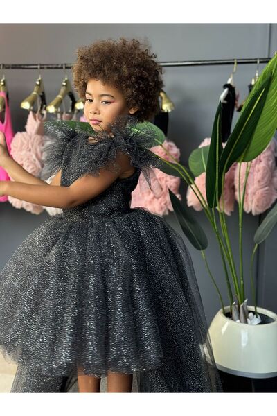 FKB FOR KIDS BABY Kız Çocuk Tasarım Siyah Simli Elbise