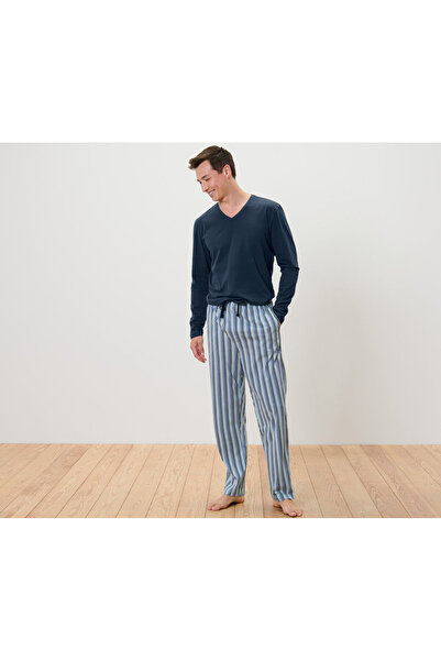 Tchibo Men's Pajamas, Single Jersey, Navy Blue/Striped
