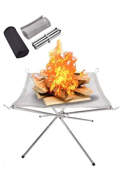 Generic Outdoor Camping Portable Folding Burning Platform Firewood Holder Charcoal Stove 56x56x43cm