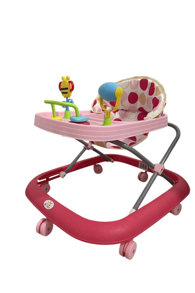 Baby love مشاية أطفال قابلة لتعديل الارتفاع مع ألعاب، لون وردي، رقم الموديل 3...