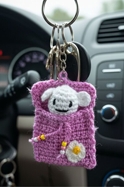 Uretti - Sibel 2453 1315 Handmade Pink Teddy Bear Knitted Mini Keychain