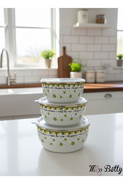Miss Betty Mon Amour 3-Piece Enamel Storage Container 14-16-18 cm