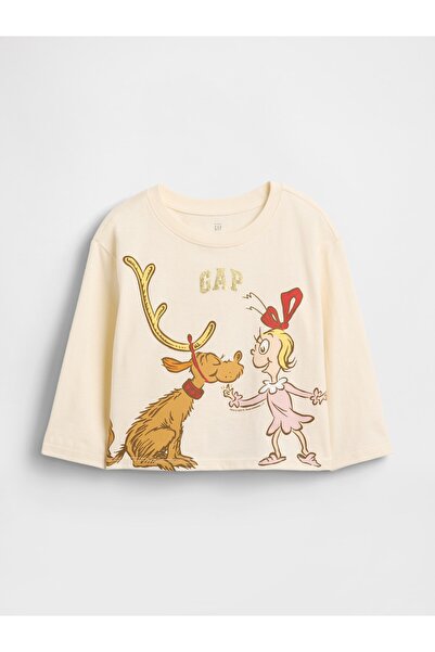 GAP Kız Bebek Krem Dr. Seuss The Grinch Grafik T-Shirt