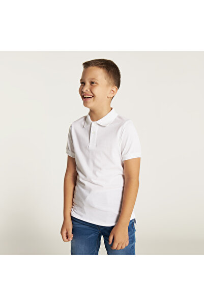 Juniors Solid Polo T-shirt with Short Sleeves