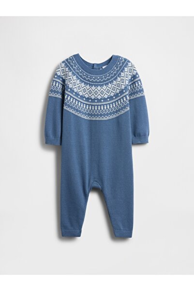 GAP Bebek Mavi Fair Isle Kazak Tek Parça