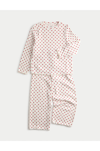 Marks & Spencer Yumuşak Fitilli Kalp Desenli Çocuk Pijama Takımı (1-16 Yaş)