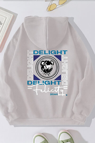 CLASSY.MODA Unisex oversized με κουκούλα Delight Graphic με τύπωμα Άνετο φούτ...