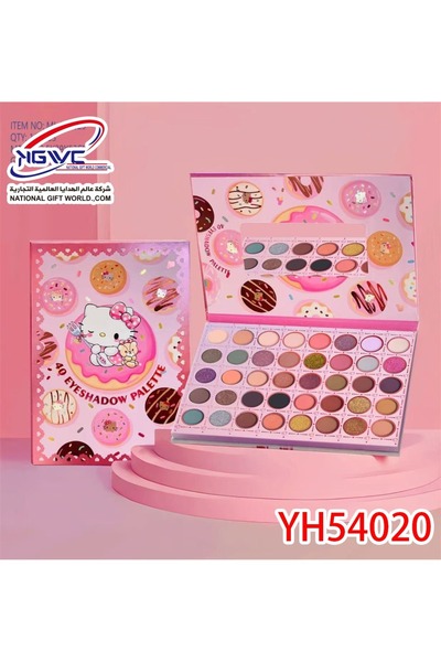 KAZUKO باليت ظلال عيون 40 لون بتصميم الدونات والقط الكيوت – ألوان غنية ولمسات لامعة