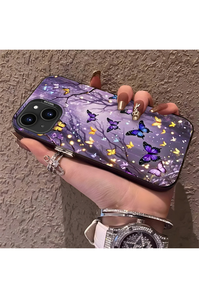 Hontinga iPhone 15 Compatible Phone Case Beautiful Butterfly Anti-Shock Camer...