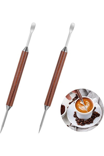 Arabest طقم أقلام رسم اللاتيه (قطعتان)، أداة رسم القهوة، قلم من الفولاذ المقاوم للصدأ للقهوة، أداة رسم اللاتيه ذات طرفين