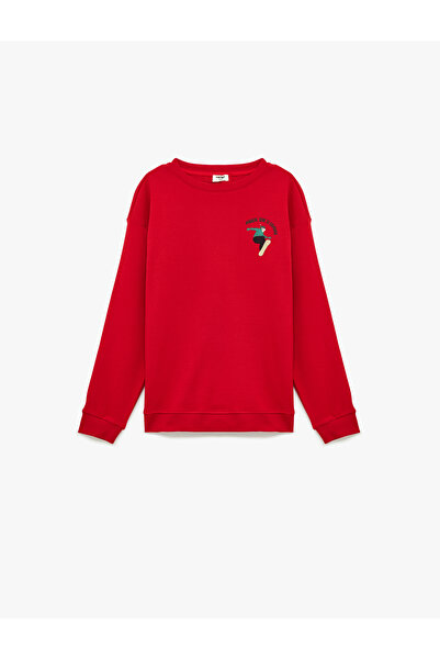 Koton Памучен дълъг ръкавен суитшърт с велосипедна яка и принт