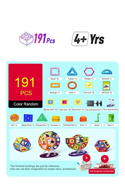 HALAMODO مجموعة مكعبات بناء مغناطيسية مكونة من 191 قطعة مع حقيبة تخزين وكتاب ...